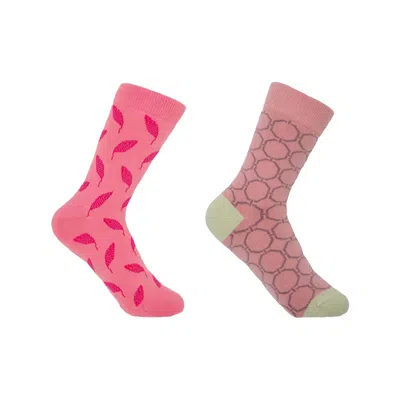 Peper Harow - Made In England Leaf Pink & Beehive Pink Women's Socks Bundle