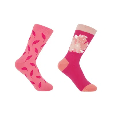 Peper Harow - Made In England Leaf Pink & Wildflower Rose Women's Socks Bundle