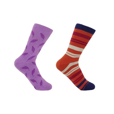 Peper Harow - Made In England Leaf Violet & Elizabeth Ginger Women's Socks Bundle In Multi