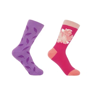 Peper Harow - Made In England Leaf Violet & Wildflower Rose Women's Socks Bundle In Multi