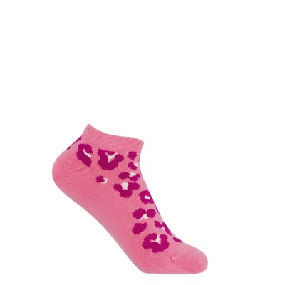 Peper Harow - Made In England Leopard Women's Trainer Socks - Pink