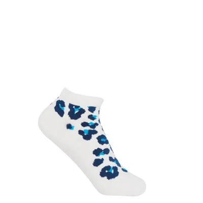 Peper Harow - Made In England Leopard Women's Trainer Socks - White