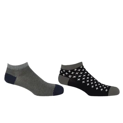 Peper Harow - Made In England Lux Taylor Grey & Crosslet Black Men's Trainer Socks Bundle In Multi