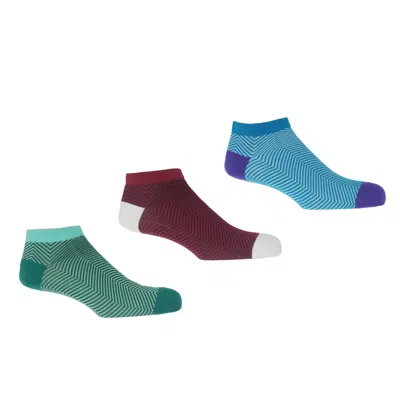 Peper Harow - Made In England Lux Taylor Men's Trainer Socks Bundle - Turquoise, Burgundy & Marine