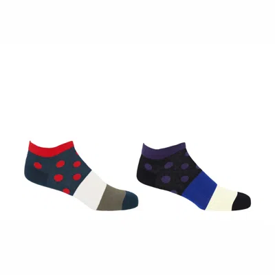 Peper Harow - Made In England Mayfair Men's Trainer Socks Bundle - Scarlet & Purple In Multi