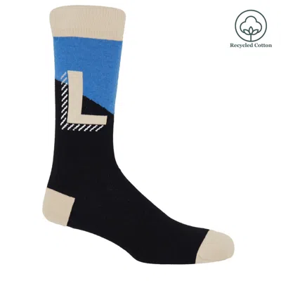 Peper Harow - Made In England Men's Black Alphabet Men's Socks – L