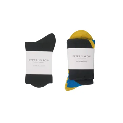 Peper Harow - Made In England Men's Black Men's Two Pairs Wool Socks Bundle – Charcoal Ski & Boot