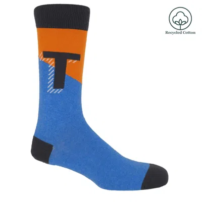Peper Harow - Made In England Men's Blue Alphabet Men's Socks – T