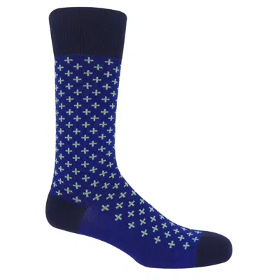 Peper Harow - Made In England Men's Crosslet Men's Socks – Blue