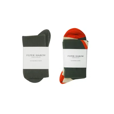 Peper Harow - Made In England Men's Green Men's Two Pairs Wool Socks Bundle – Olive Ski & Boot