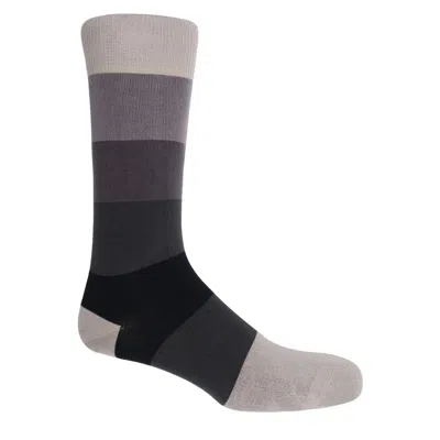 Peper Harow - Made In England Men's Grey Block Stripe Men's Socks – Ash In Gray