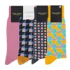 Peper Harow - Made In England Men's Luxury Sock Bundle - Multicolour In Black/gray/pink/yellow