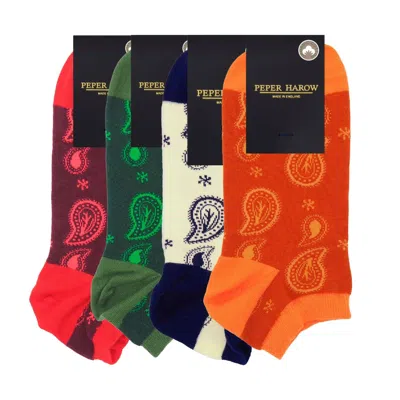 Peper Harow - Made In England Men's Men's Organic Paisley Trainer Socks Bundle