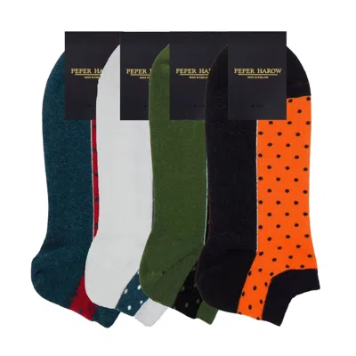 Peper Harow - Made In England Men's Men's Organic Polka Trainer Socks Bundle