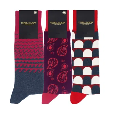 Peper Harow - Made In England Men's Men's Organic Socks Bundle – Red