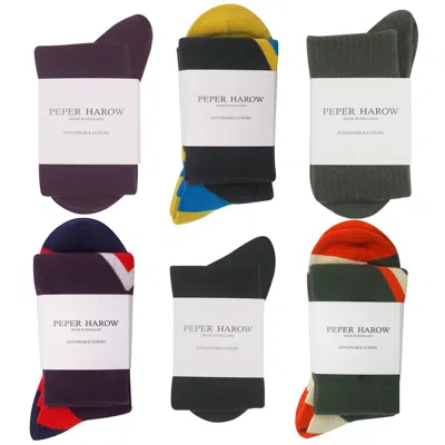 Peper Harow - Made In England Men's Men's Six Pairs Wool Socks Bundle - Ski & Boot