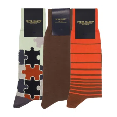 Peper Harow - Made In England Men's Men's Socks Bundle - Brown