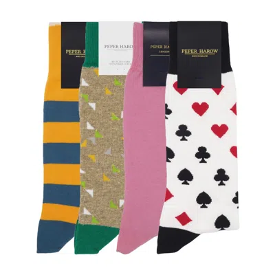 Peper Harow - Made In England Men's Men's Socks Bundle - Summer In Beige/pink/white/yellow