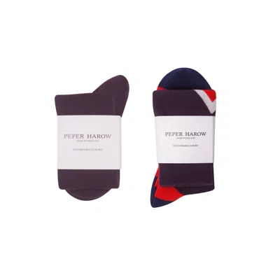 Peper Harow - Made In England Men's Men's Two Pairs Wool Socks Bundle – Purple Ski & Boot