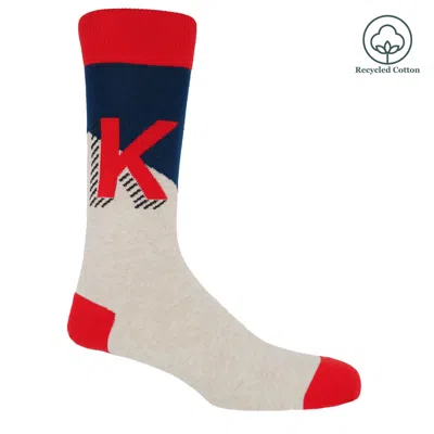 Peper Harow - Made In England Men's Neutrals Alphabet Men's Socks – K