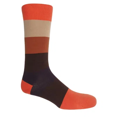 Peper Harow - Made In England Men's Orange Block Stripe Men's Socks – Autumn