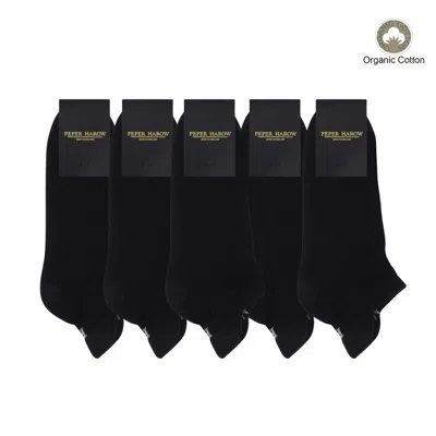 Peper Harow - Made In England Men's Organic Black Trainer Sport Socks – Five Pair Bundle