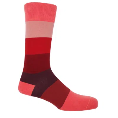 Peper Harow - Made In England Men's Red Block Stripe Men's Socks – Fire