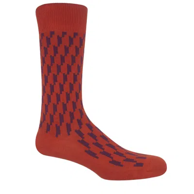 Peper Harow - Made In England Men's Scooby Men's Socks – Orange In Red