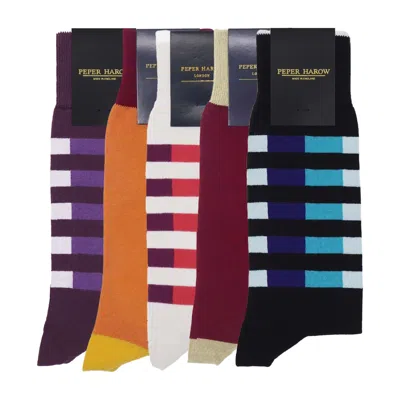 Peper Harow - Made In England Men's Socks Bundle - Plain Striped In Black
