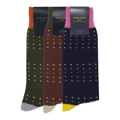 Peper Harow - Made In England Men's Socks Bundle - Brown In Brown/green