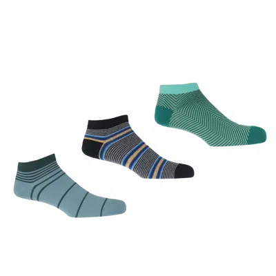 Peper Harow - Made In England Men's Trainer Socks Bundle - Retro, Multistripe & Lux In Black/blue