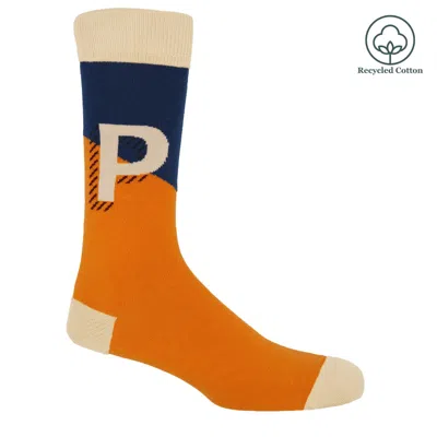 Peper Harow - Made In England Men's Yellow Alphabet Men's Socks – P