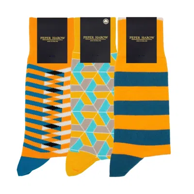 Peper Harow - Made In England Men's Yellow / Orange Men's Organic Socks Bundle – Yellow