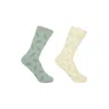 Peper Harow - Made In England Mint & Cream Leaf Women's Socks Two Pack In Green/white