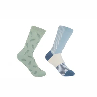 Peper Harow - Made In England Mint Leaf & Jasmine Anne Women's Socks 2 Pack In Green