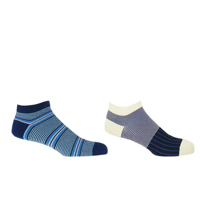 Peper Harow - Made In England Multistripe Navy & Oxford Stripe Black Men's Trainer Socks Bundle