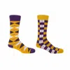Peper Harow - Made In England Mustard Argyle & Gold Checkmate Men's Socks 2 Pack In Yellow