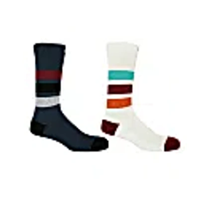 Peper Harow - Made In England Navy & White Striped Organic Men's Sport Socks 2 Pack
