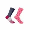 Peper Harow - Made In England Navy Anne & Pink Leaf Women's Socks 2 Pack In Blue/pink