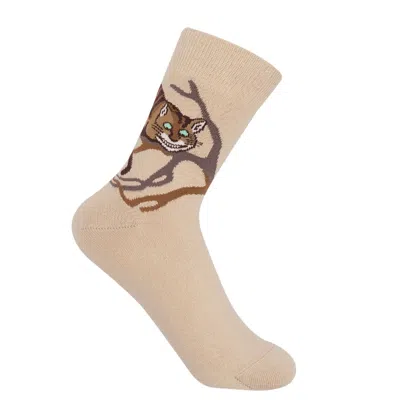Peper Harow - Made In England Neutrals Alice's Adventures In Wonderland Women's Socks - Cheshire Cat
