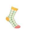 Peper Harow - Made In England Neutrals Grid Women's Socks - Cream In White