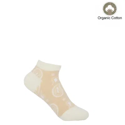 Peper Harow - Made In England Neutrals Paisley Women's Trainer Socks – Beige