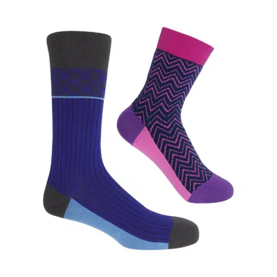 Peper Harow - Made In England Nexus Men & Metaverse Women's Socks Couple Bundle In Blue/purple