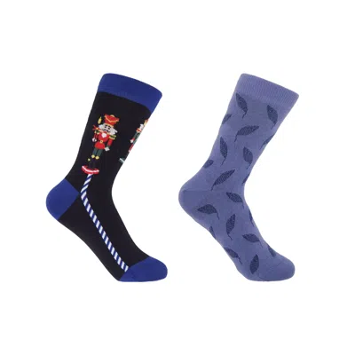 Peper Harow - Made In England Nutcracker Black & Leaf Navy Women's Socks Bundle In Multi