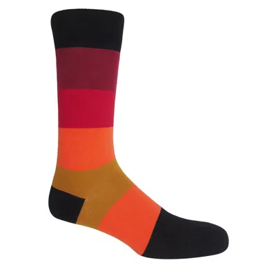 Peper Harow - Made In England Orange Block Stripe Men's Socks – Volcano In Multi