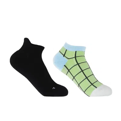 Peper Harow - Made In England Organic Black & Grid Lime Women's Trainer Socks Bundle In Multi