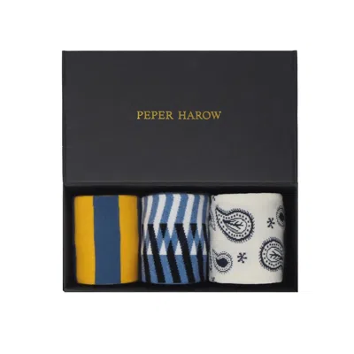 Peper Harow - Made In England Organic Men's Gift Box In Blue/white/yellow