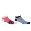 Peper Harow - Made In England Oxford Stripe Blue & Burgundy Men's Trainer Socks Bundle In Multi