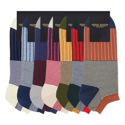 Peper Harow - Made In England Oxford Stripe Men Trainer Socks – Bundle In Multi
