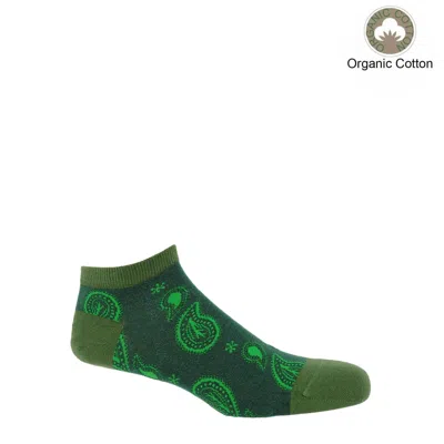 Peper Harow - Made In England Paisley Men's Trainer Socks – Green